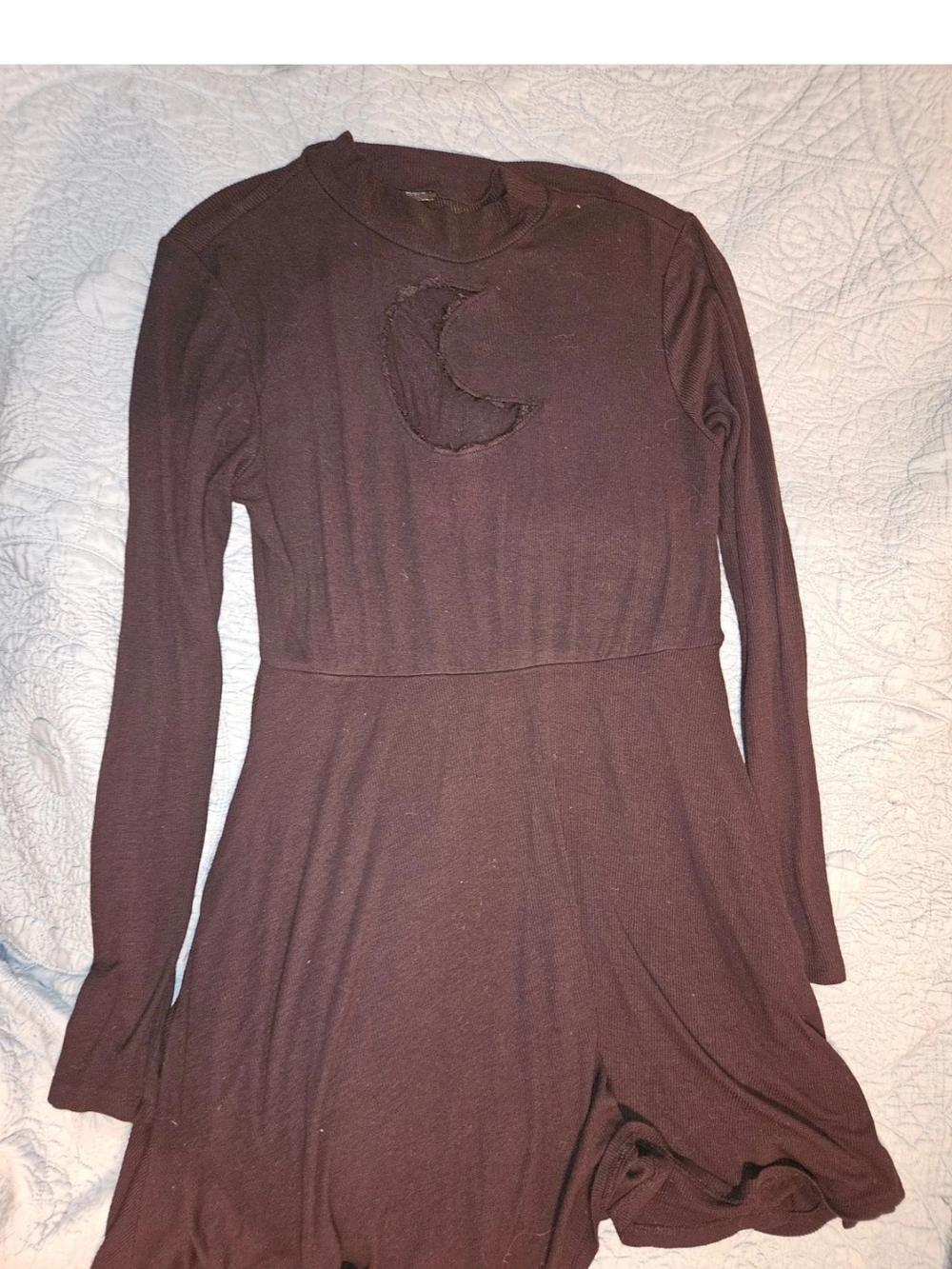 Hot Topic Black Crescent Moon Long-Sleeve Midi Stretch Dress